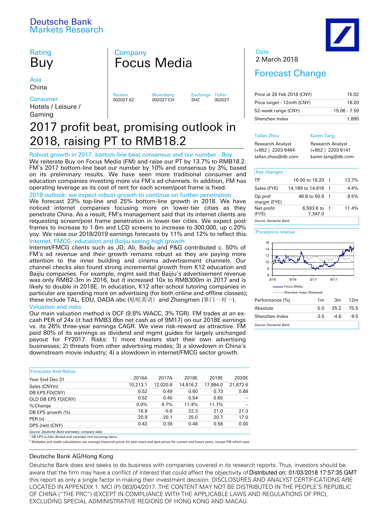 分众传媒(002027)2017 Profit Beat,promising Outlook In 2018,raising PT To ...